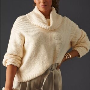 Pilcro Soft Cream Turtleneck Sweater